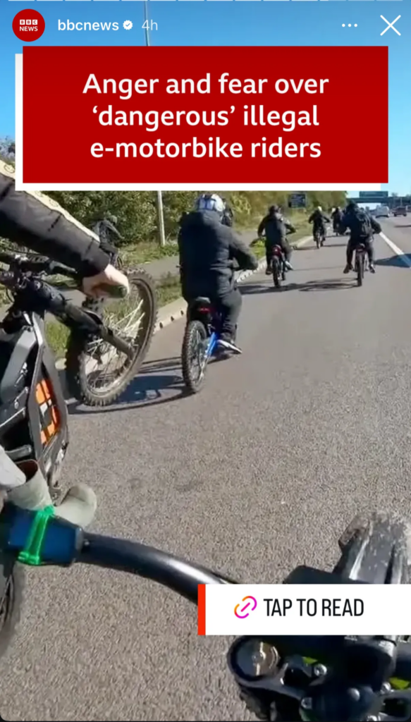 BBC e-motorbike headline