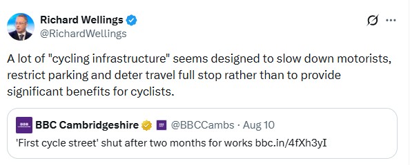 Richard Wellings cycle street tweet