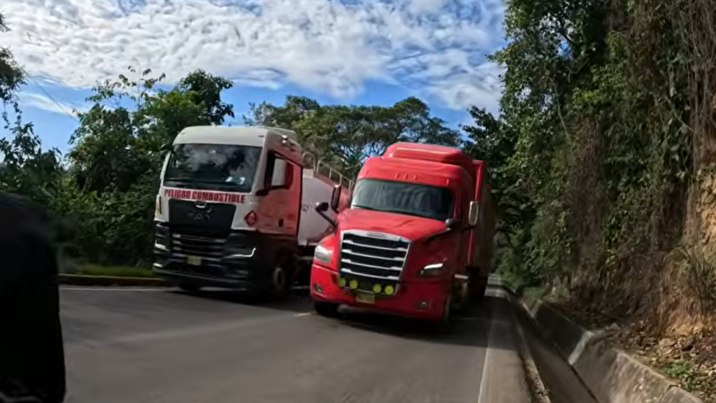 Worst near miss ever? Shocked cyclist narrowly avoids oncoming, overtaking lorry during charity ride in Peru