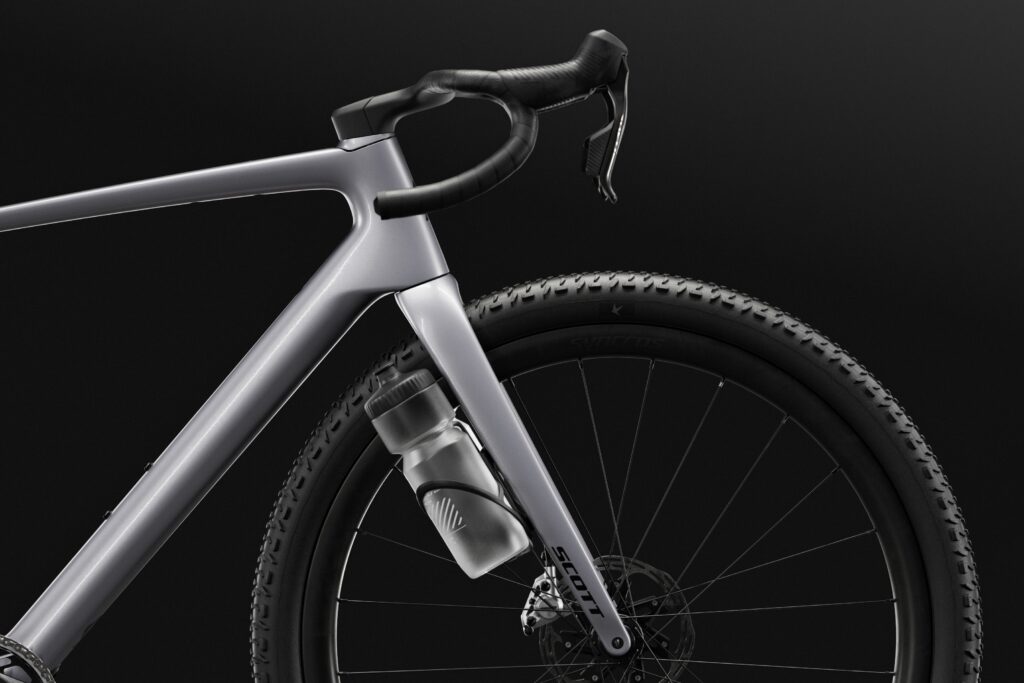 2027 Scott Addict Gravel fork bottle cage Photo &copy; Scott Sports : Moritz Ablinger : Daniel Geiger