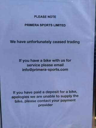 Primera Sports closure notice