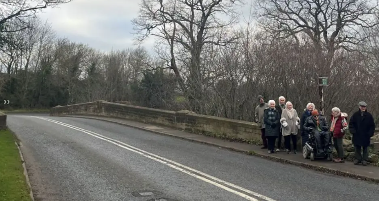 Campaigners opposing bike lane plans on Dilston Bridge