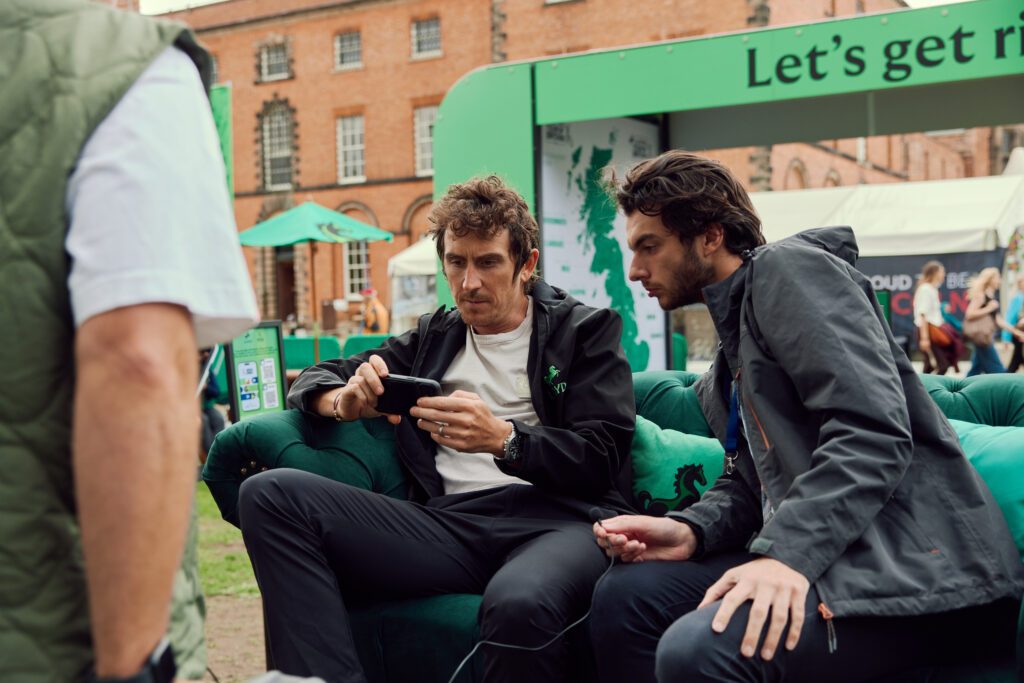 Me and Geraint Thomas watching the Tour of Britain on the sofa together