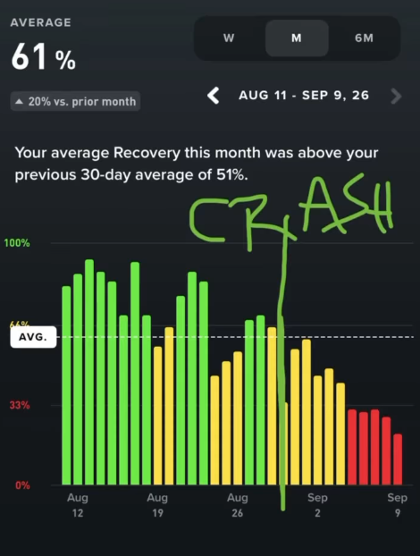 Pogacar crash recovery, Whoop