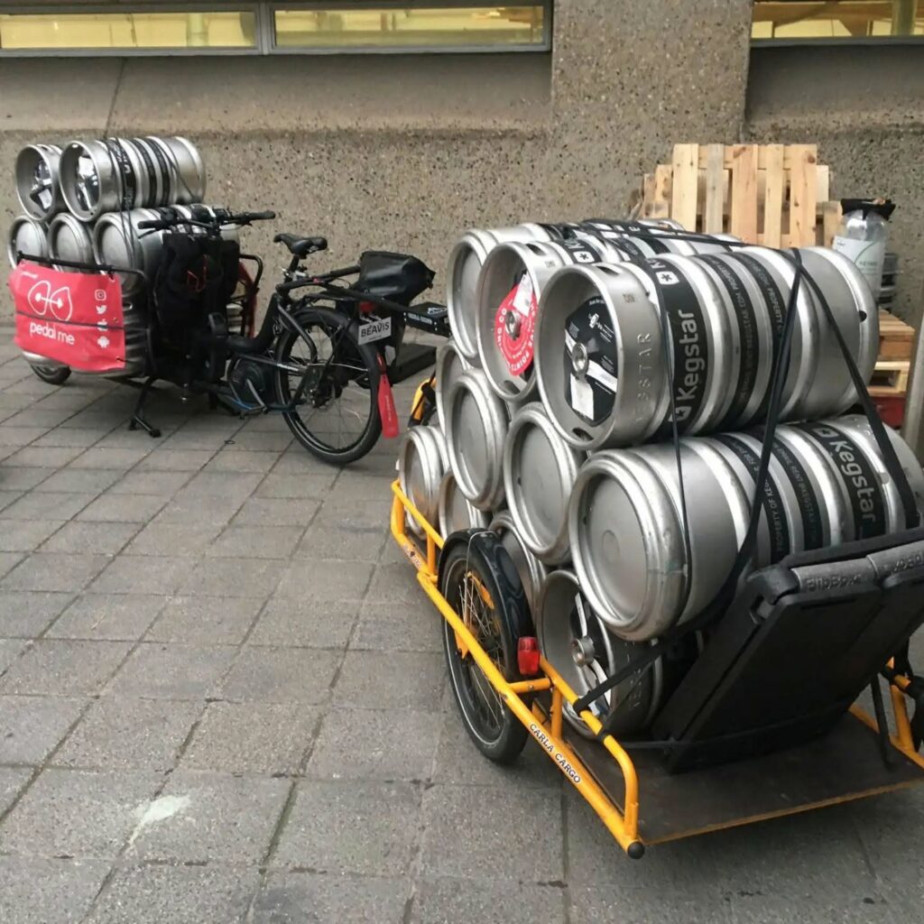 Pedal Me cargo bike carrying beer delivery