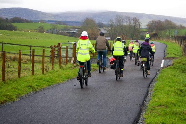 Penpont school pupils using active travel path