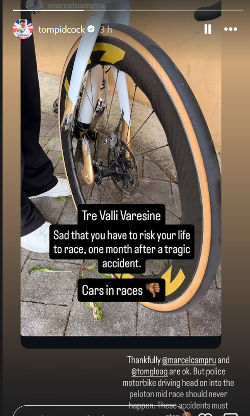 Tom Pidcock instsgram story screenshot 7 October 2026