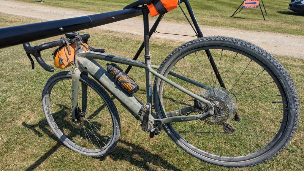 Glorious Gravel bike on stand at finish