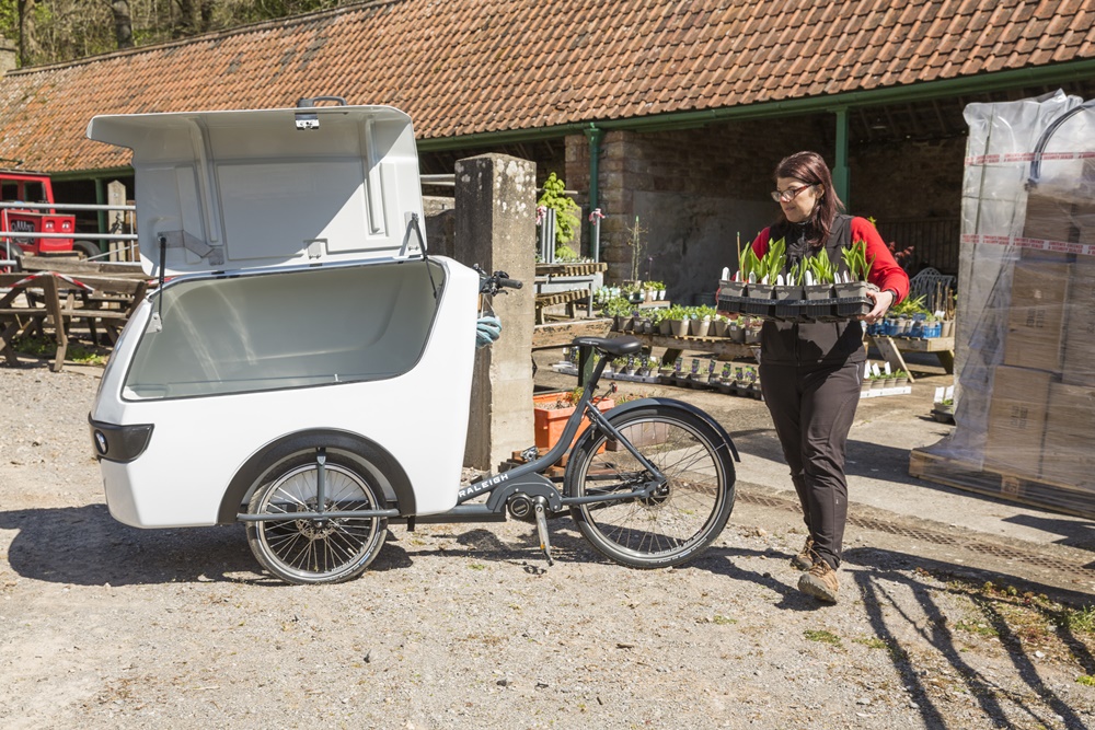 National Trust staff use a Raleigh e-Cargo bike at Stowe in Buckinghamshire