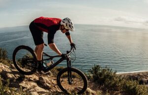 Specialized Turbo Levo FSR riding above Finale Ligure