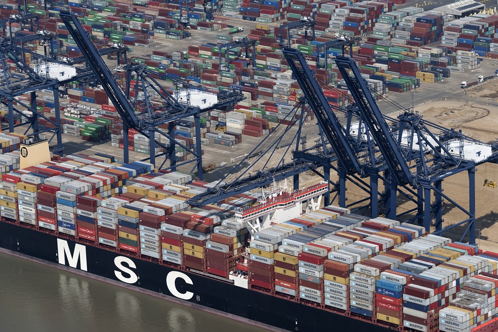 The MSC Tina at Felixstowe docks