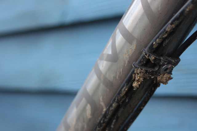 Cable stops on downtube 