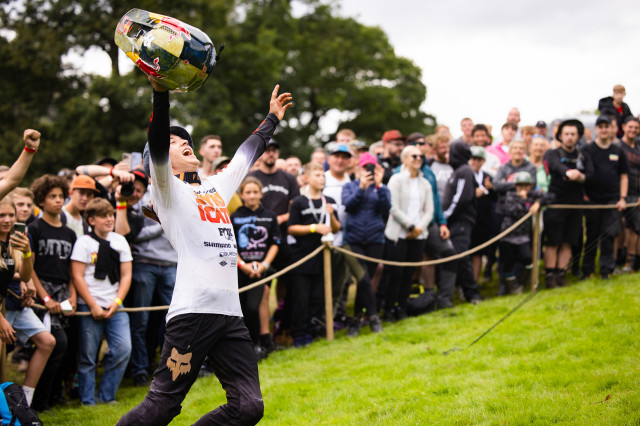 2022 Red Bull Hardline Jackson Goldstone celebrating