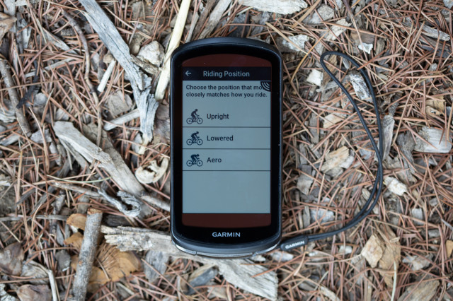 2022 Garmin Edge 1040 Solar riding position menu