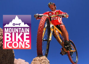 Hans Rey in action on trials exhibition