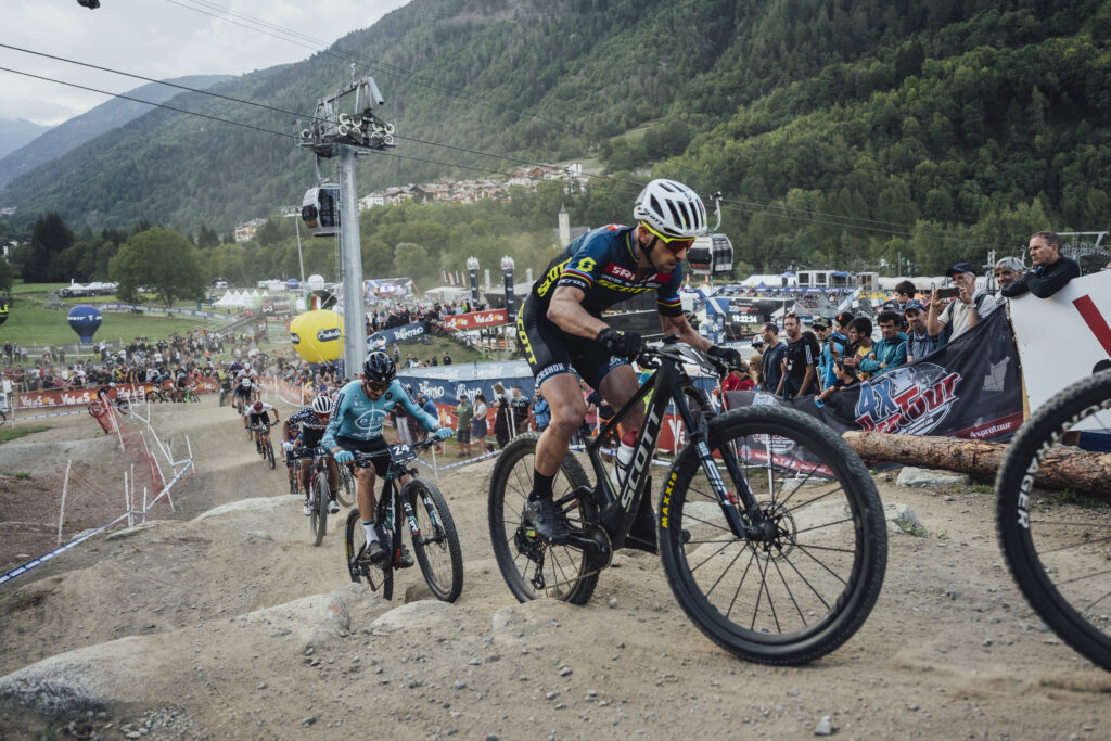 2022 Nino Schurter performs at UCI XCC World Cup in Val di Sole