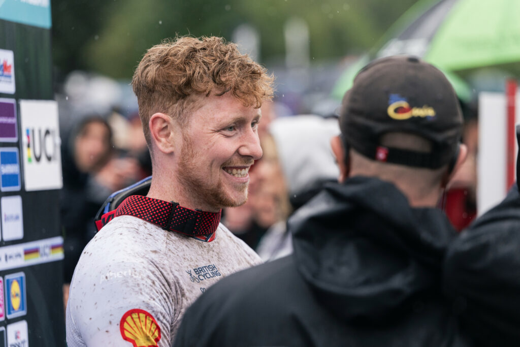 Charlie Hatton performs at UCI DH World Championships in Fort William, Scotland on August 05, 2023
