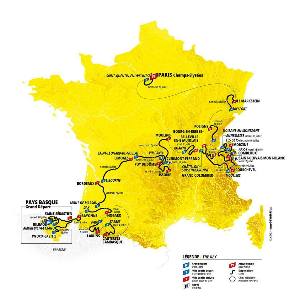 2023 Tour de France map