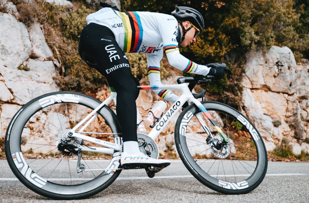 2025 Colnago V5Rs action Tadej Pogacar complete bike