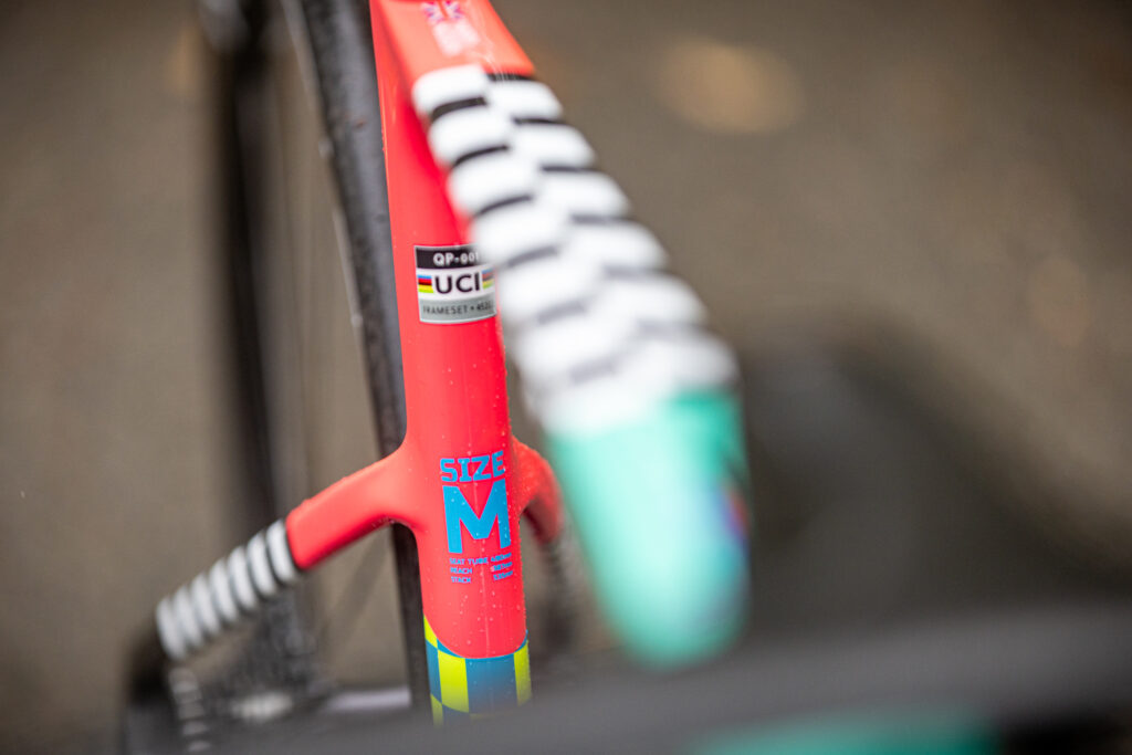 2025 National Hill Climb Championships – Harry Hudson bike UCI sticker and size