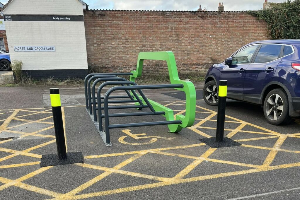 Bizarre car-shaped bike rack