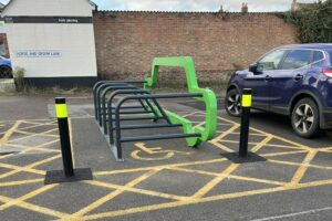 Bizarre car-shaped bike rack