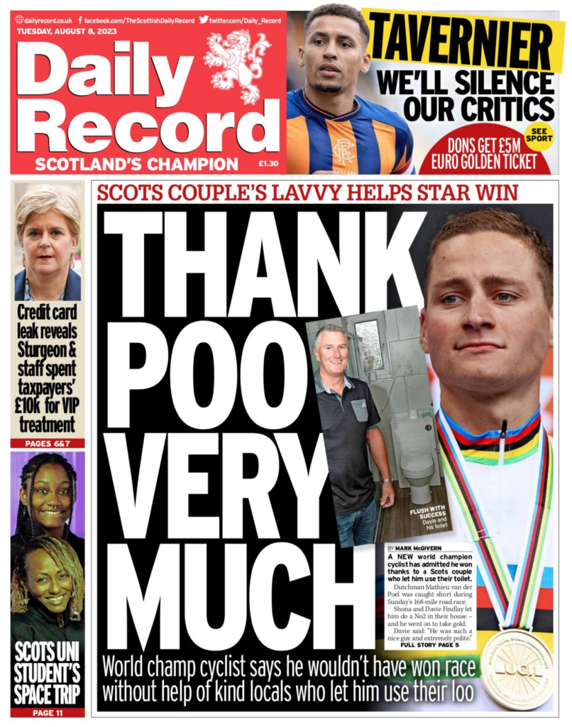 Mathieu van der Poel Daily Record front page