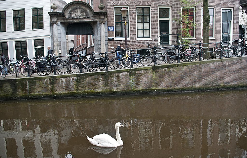 Amsterdam bikes on railings