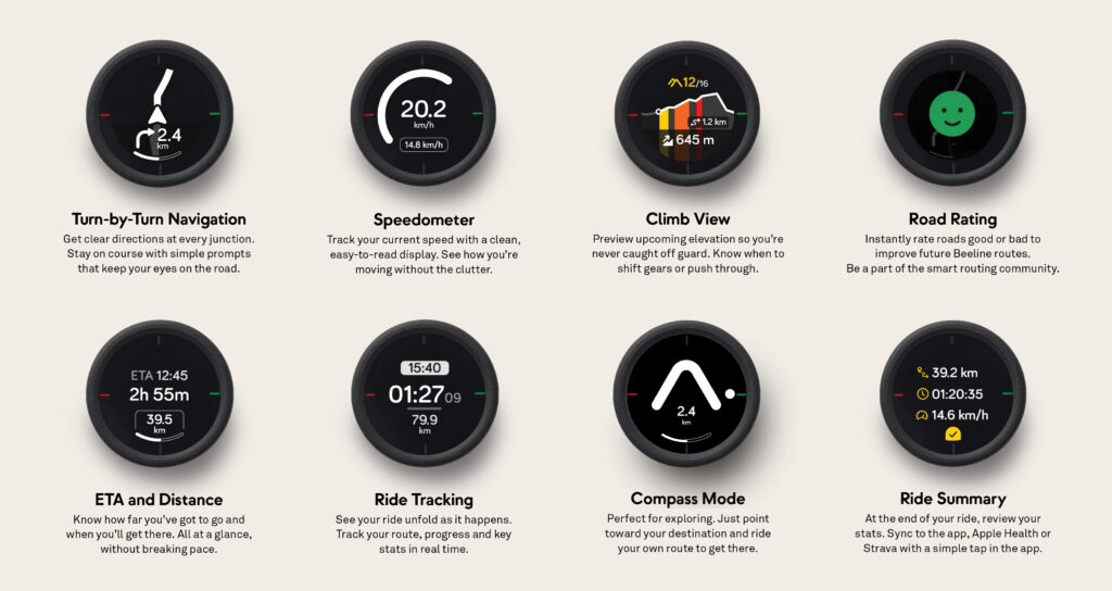 Beeline device screens