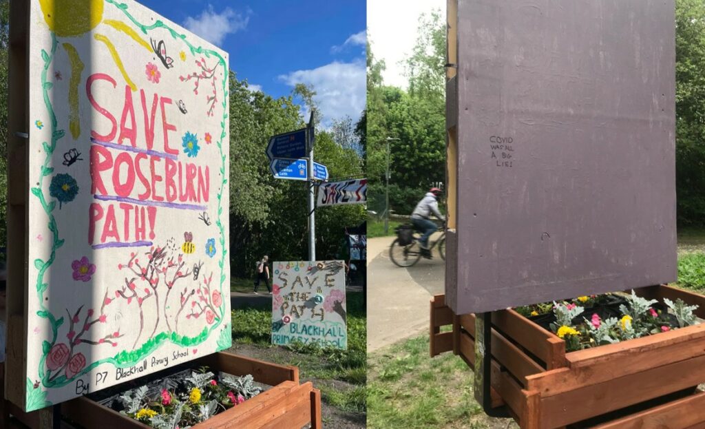 Children’s Save Roseburn Path vandalised