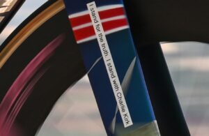 Chloe Dygert’s Charlie Kirk sticker at 2025 world championships