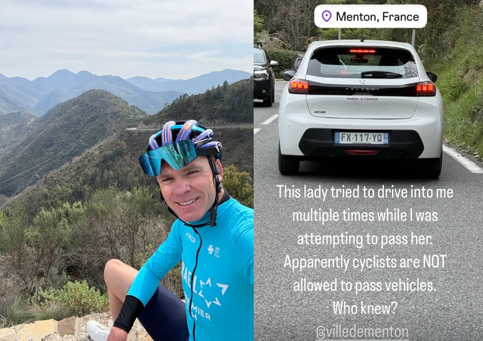 Chris Froome shares number plate of motorist who tried to drive into him during training ride