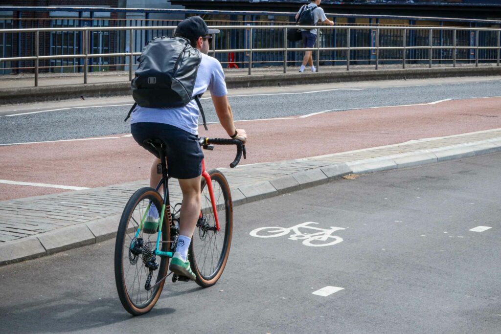 Commuter in a segregated cycle lane 6.jpg