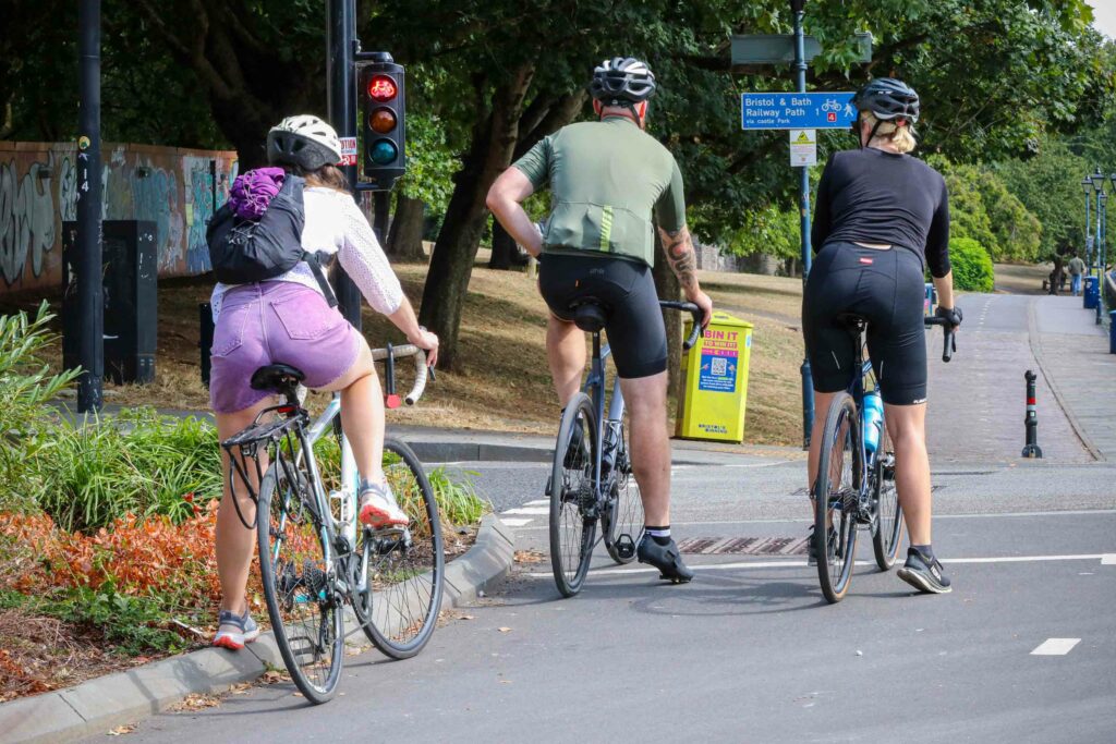 Cyclists at a red light 1