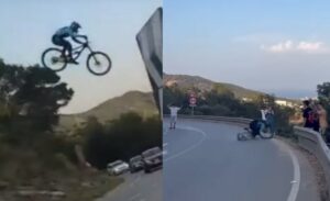 Failed road gap jump, Catalunya