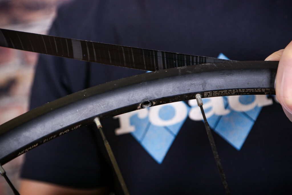 Fitting tubeless tyres – 06 – apply new tubeless rim tape