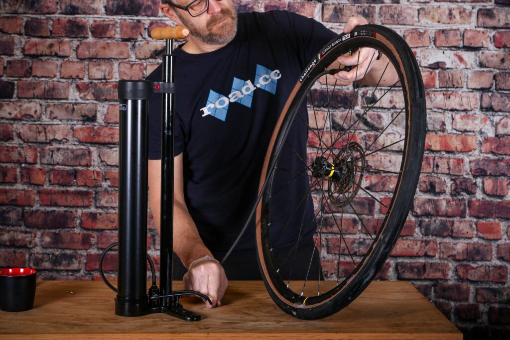 Fitting tubeless tyres – 17 – use tyre booster if track pump doesn’t work