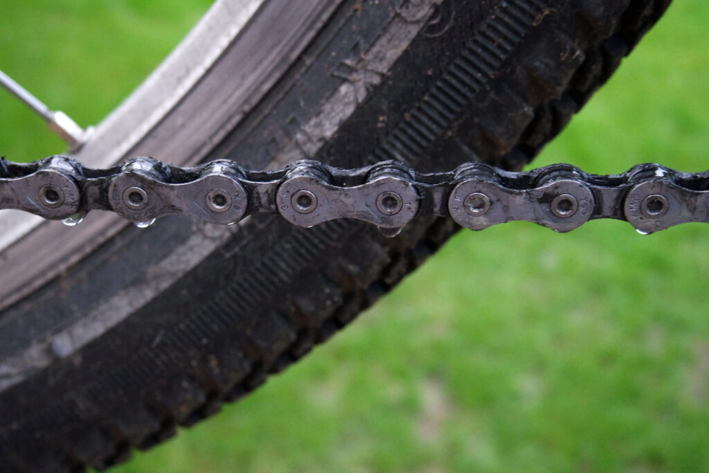 Green oil clean chain degreaser jelly on links.jpg