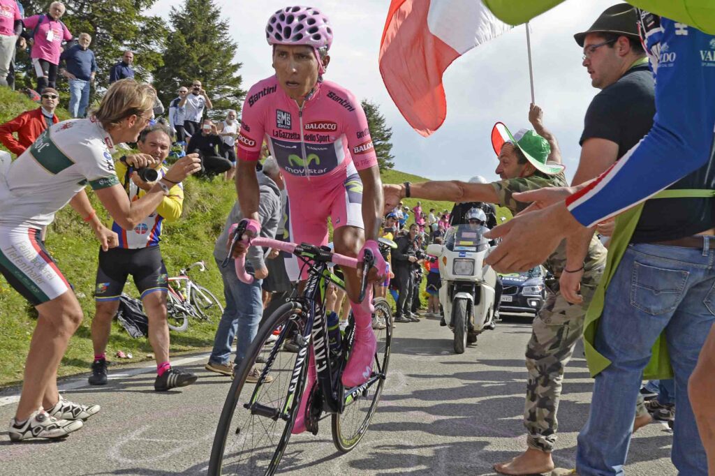 Nairo Quintana on way to winning Giro 2014 Stage 19 - picture credit LaPresse