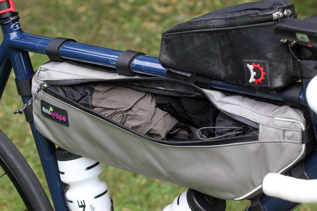 Josh Ibbett Transcontinental Race Mason Definition &ndash; frame bag open
