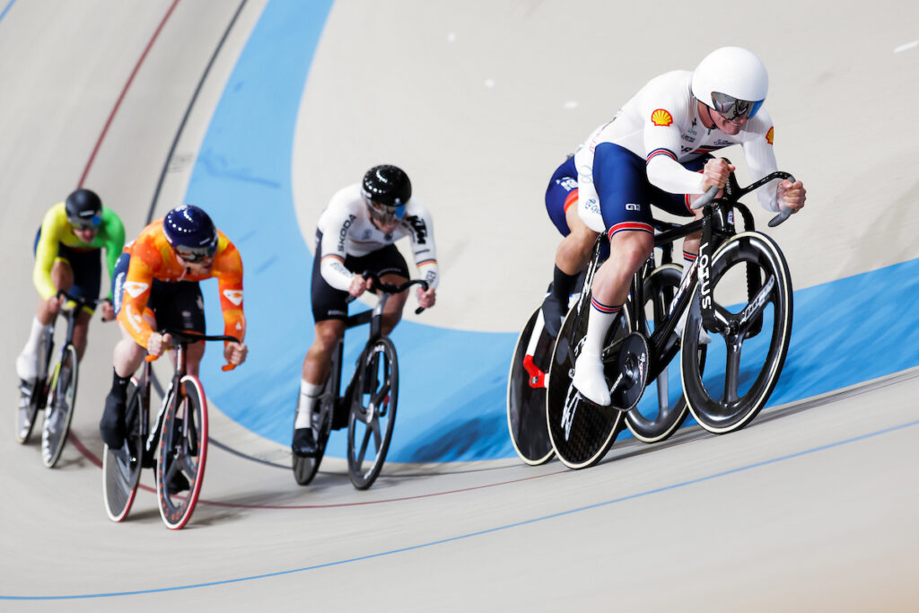 Matt Richardson, in the men's keirin at the 2025 UCI Track World Championships