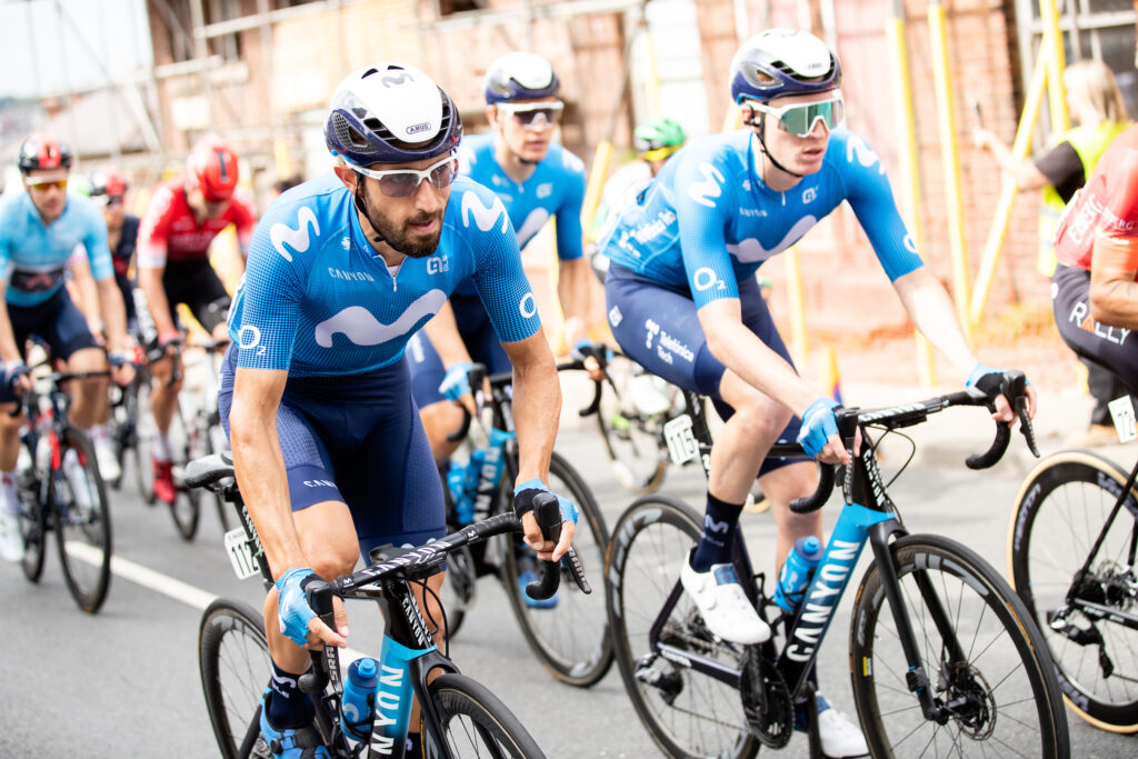 Movistar riders at the AJ Bell Tour of Britain - Credit SWpix.com_