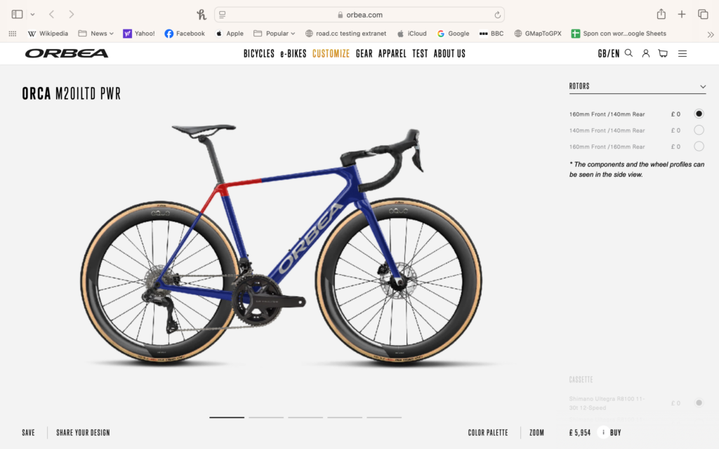 Orbea Orca M20i LTD Power &ndash; side rotor sizes