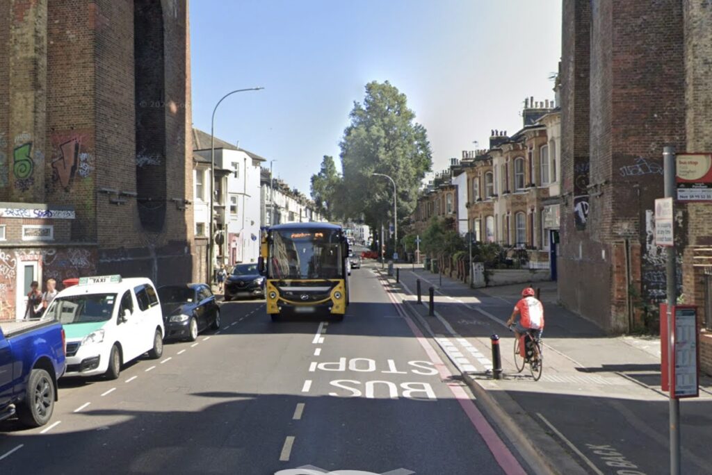 Preston Road cycle lane, Brighton