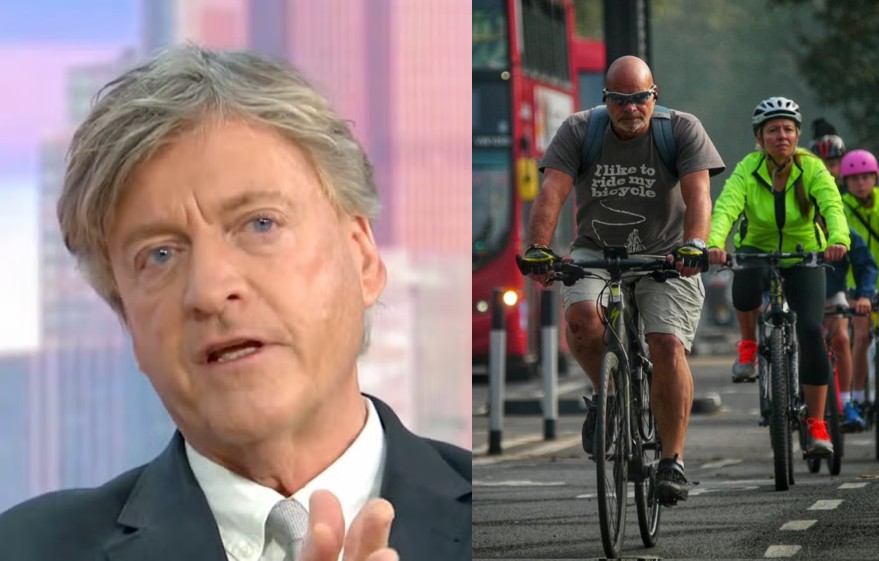 Richard Madeley and cyclist on Chiswick High Road