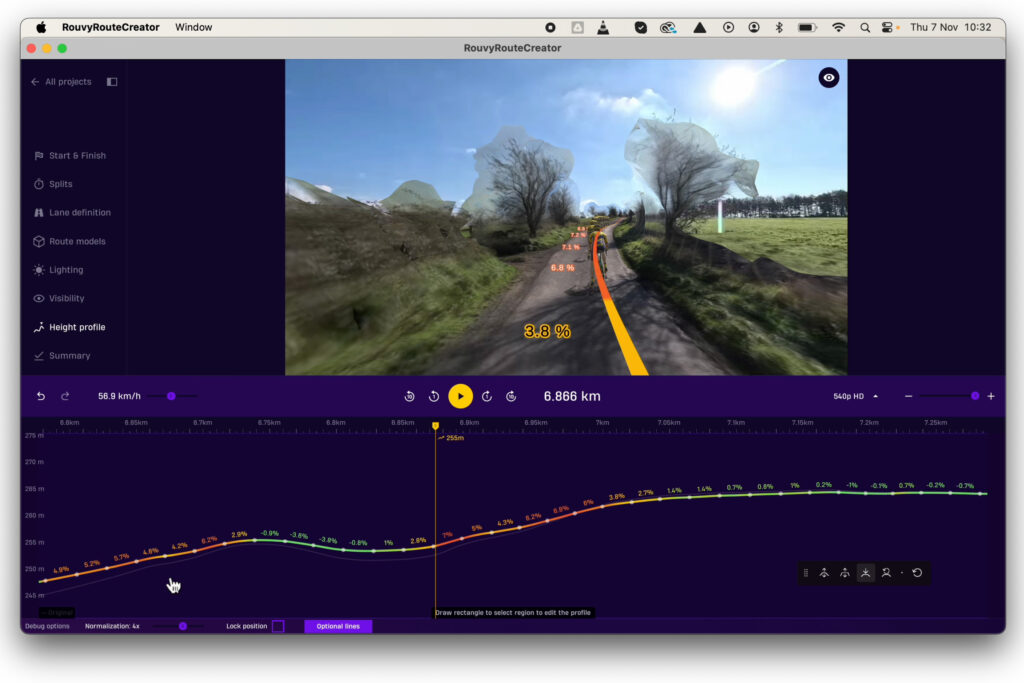 Rouvy Route Creator – gradient