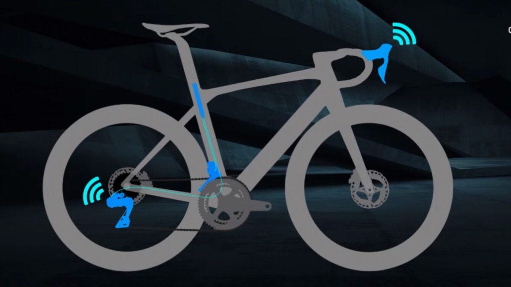Schematic of Shimano’s Dura-Ace semi-wireless groupset
