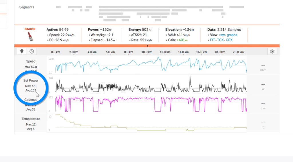 2025 strava watts test Strava screen capture