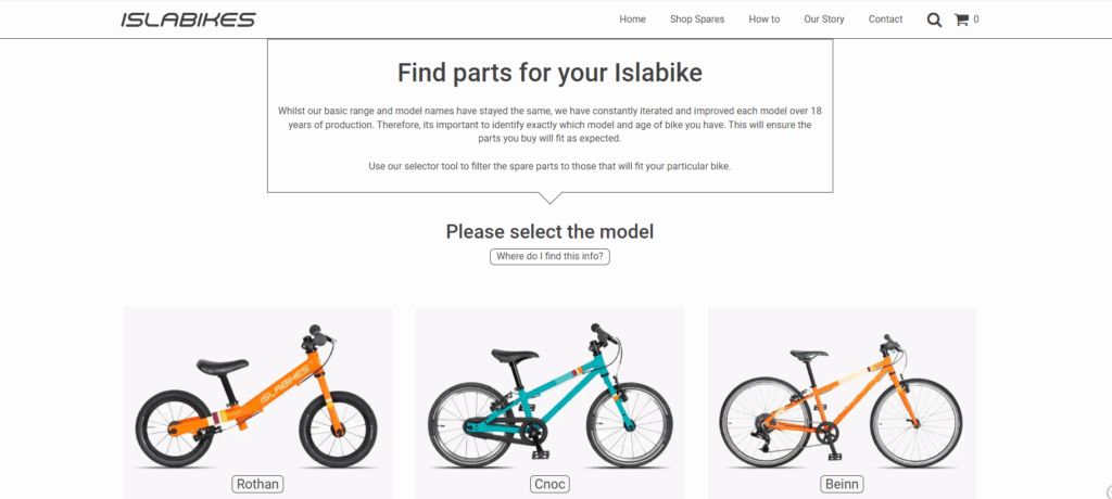 Islabikes spare parts website