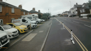 Wimborne Road cycle lane wands